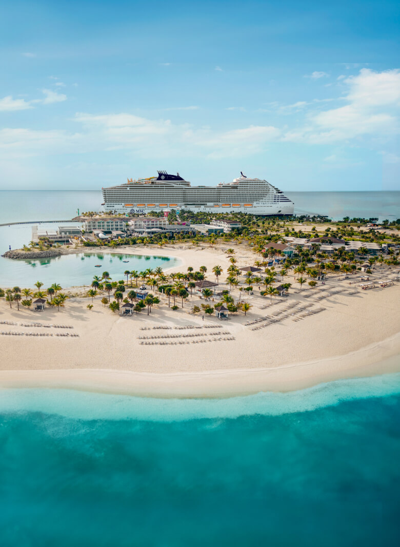 MSC Cruise ship docked at our beautiful private island, Ocean Cay | MSC Cruises